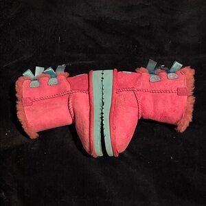 Ugg Pink Suede Boots with Blue Accents size 7 toddler